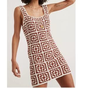 Marine Layer Celeste Crochet Dress Brown White Handmade Inspired Womens Large